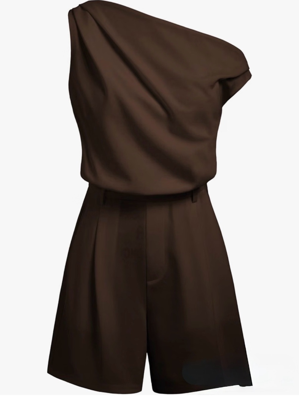 One-Shoulder Brown Romper